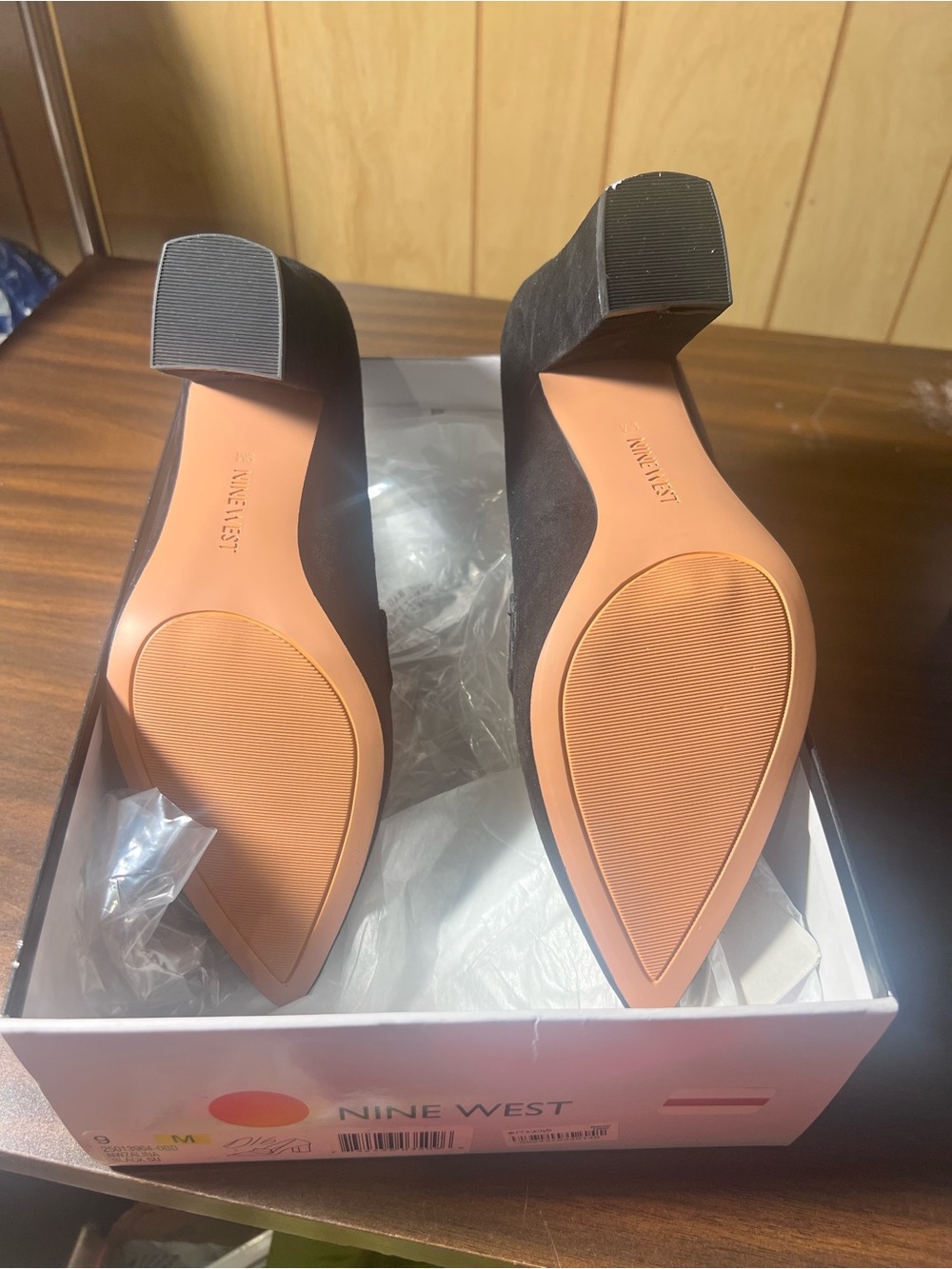 Nine West Black Suede Pointed-Toe Block Heel Loafers - Picture 7 of 7